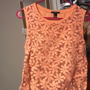 Sheer orange daisy embroidered top